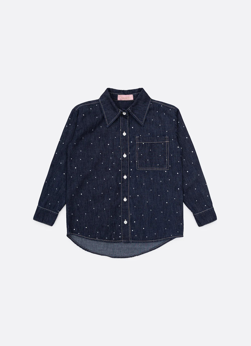 Camisa Jeans Fino Cristais Pituchinhus