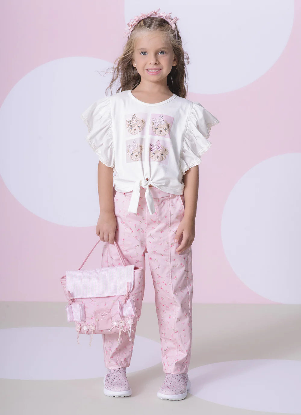 Blusa Cotton Ursinhas Detalhe Babado Pituchinhus