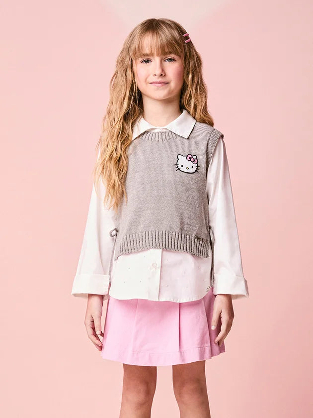 Colete De Tricot Hello Kitty Mescla Momi