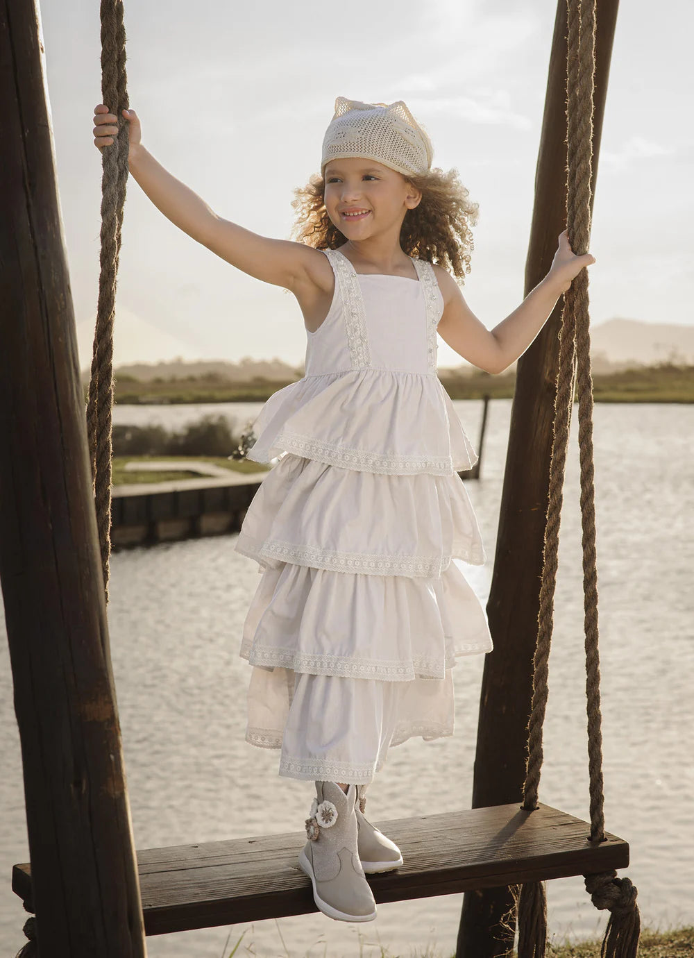 Vestido Midi Babados Renda Pituchinhus