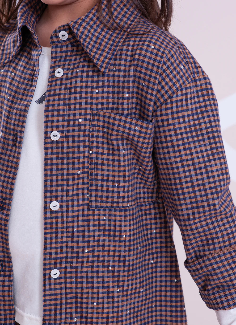 Camisa Xadrex Blue Cristais Azul Marinho Pituchinhus