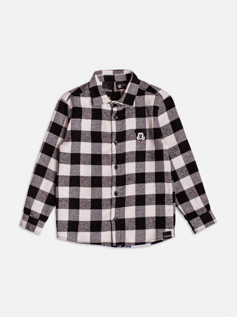 Camisa Xadrez Youccie Mickey Xadrez Preto/Off - BambolePetit