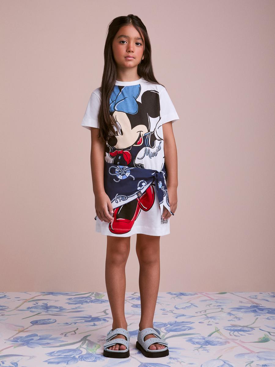 Vestido Infantil Navy com Lenço da Minnie Anime
