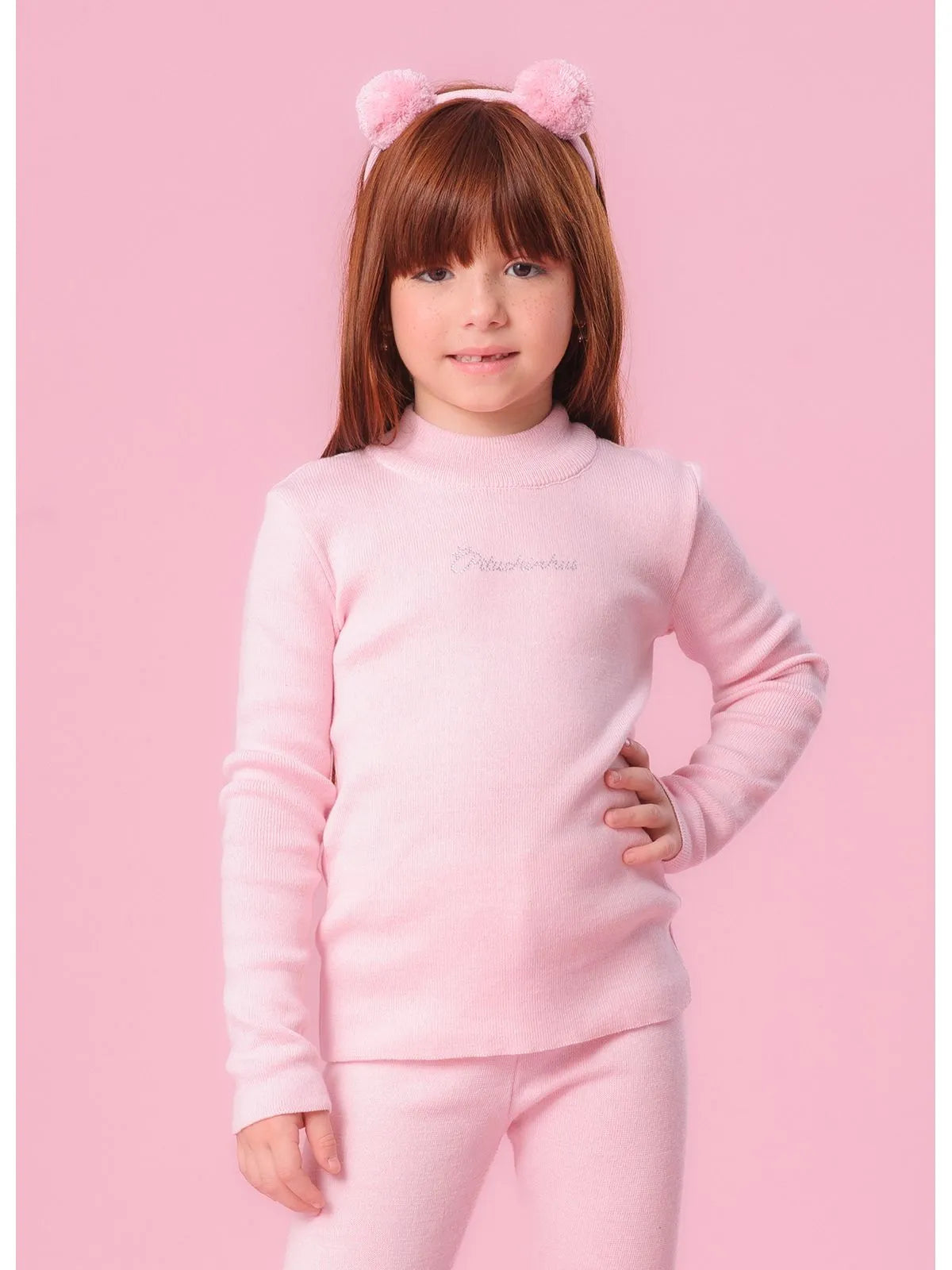 Blusa Básica Tricot Rosa Baby Pituchinhus