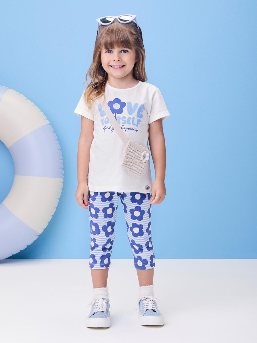 Conjunto Blusa e Legging Flores Fofas Azul Momi