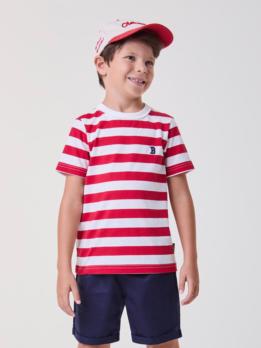 Conjunto T-Shirt e Bermuda Listras Bimbi