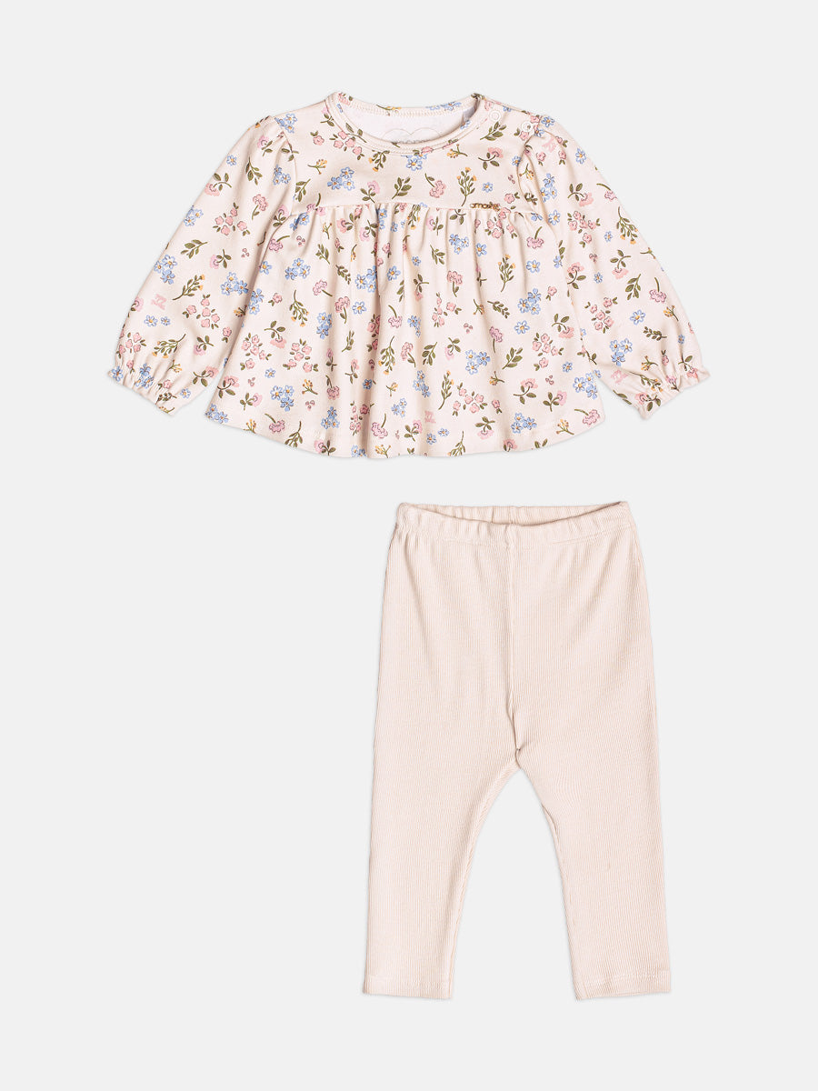 Conjunto Manga Longa Blusa Leggine Little Flowers Momi