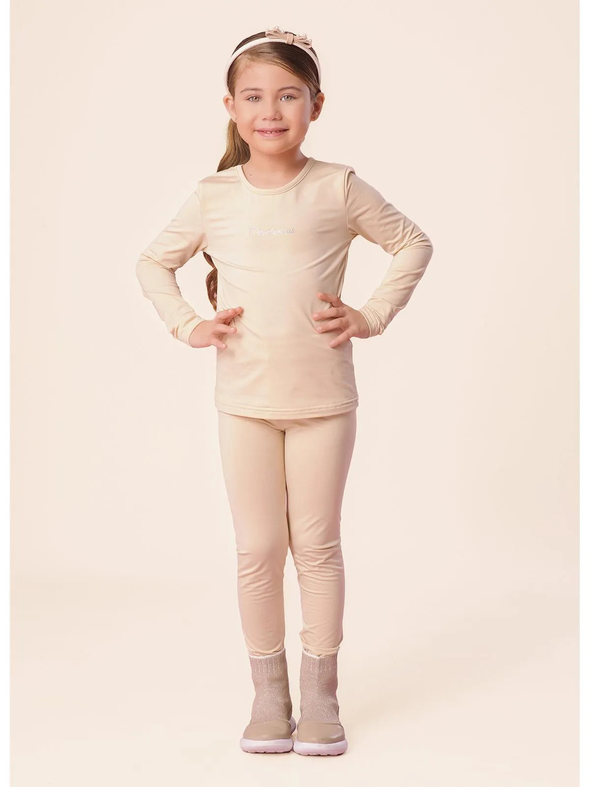 Calça Legging Térmica Pituchinhus Bege Claro - BambolePetit
