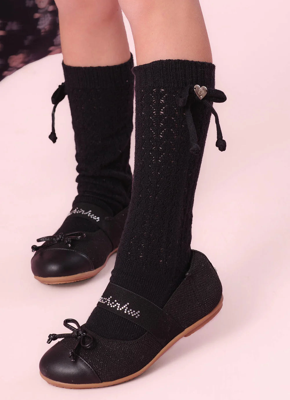 Meia Tricot Ponto Rendado Preto Pituchinhus