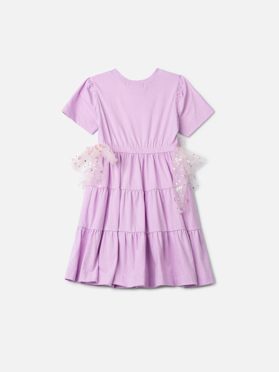 Vestido Malha Lilás Laços Anime