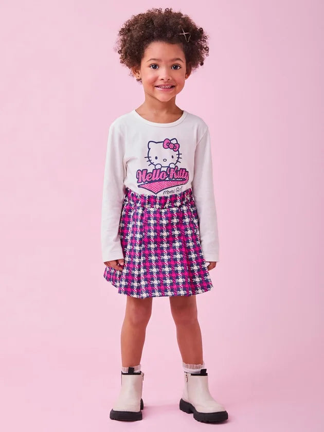 Conjunto Pied Poule da Hello Kitty com Strass