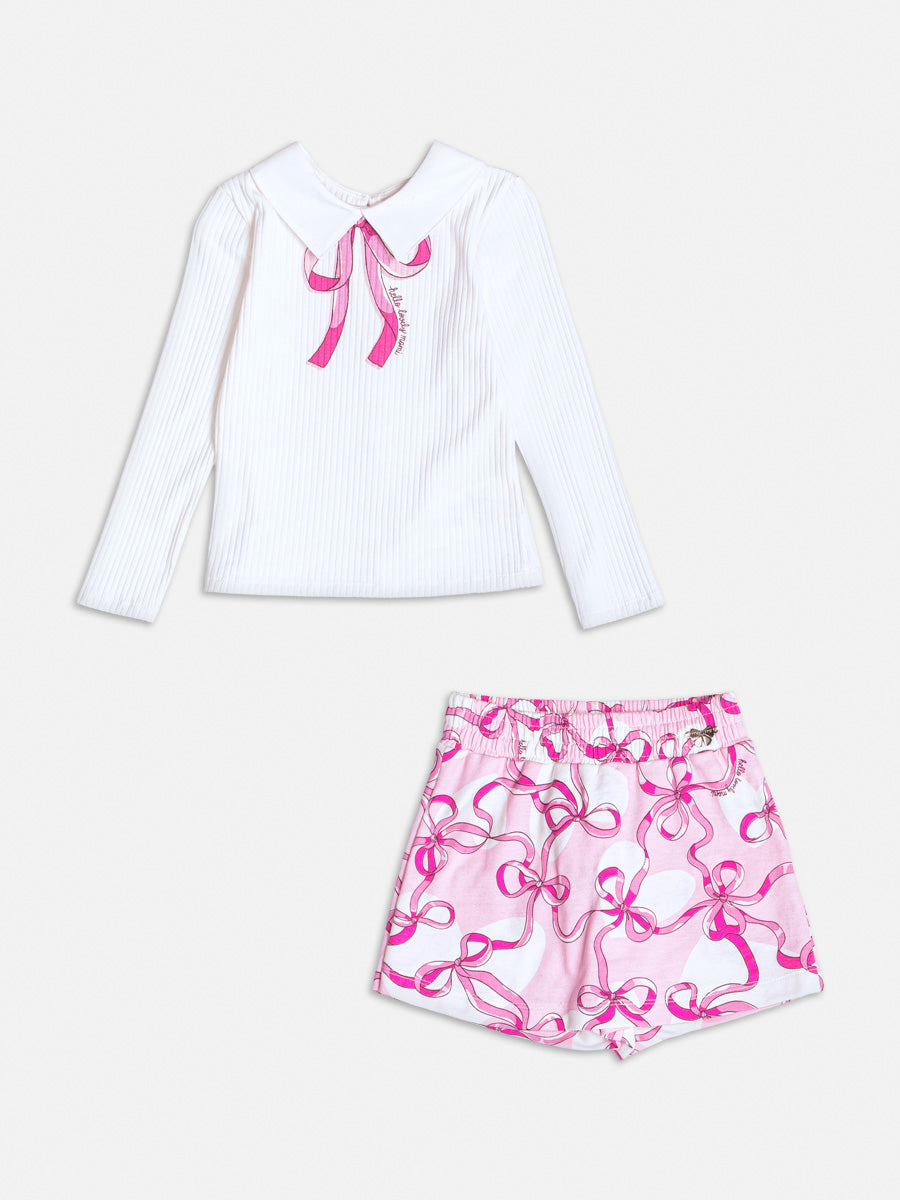 Conjunto Manga Longa Blusa Shorts Off White - BambolePetit
