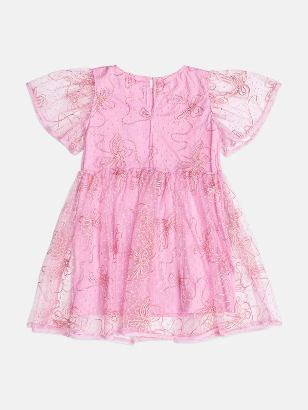 Vestido Tule Laco Girly Rosa Momi