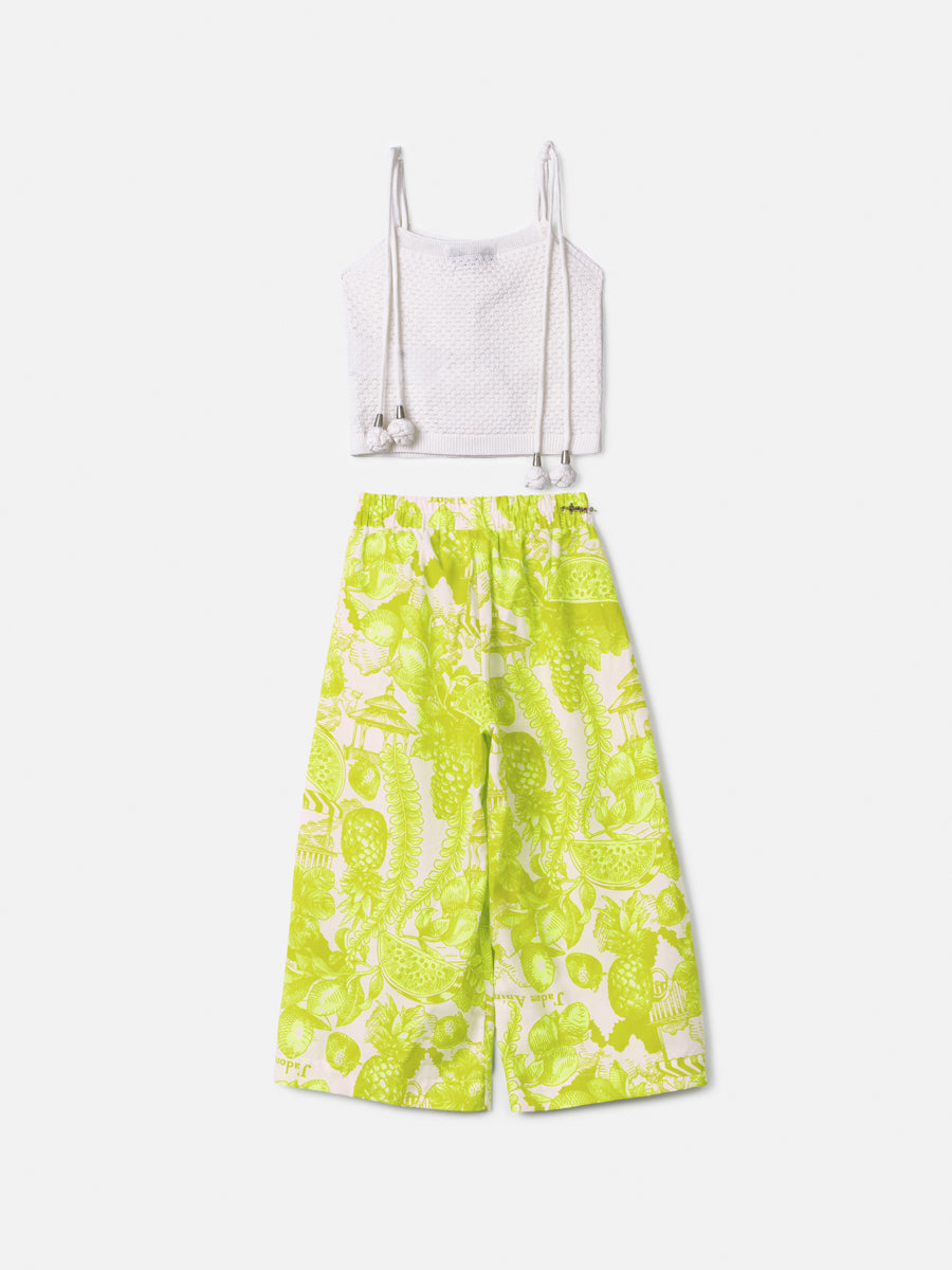 Conjunto Infantil Floral Verde Neon Anime
