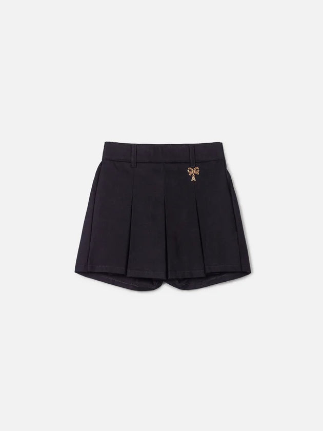 Short Saia Preto com Pregas