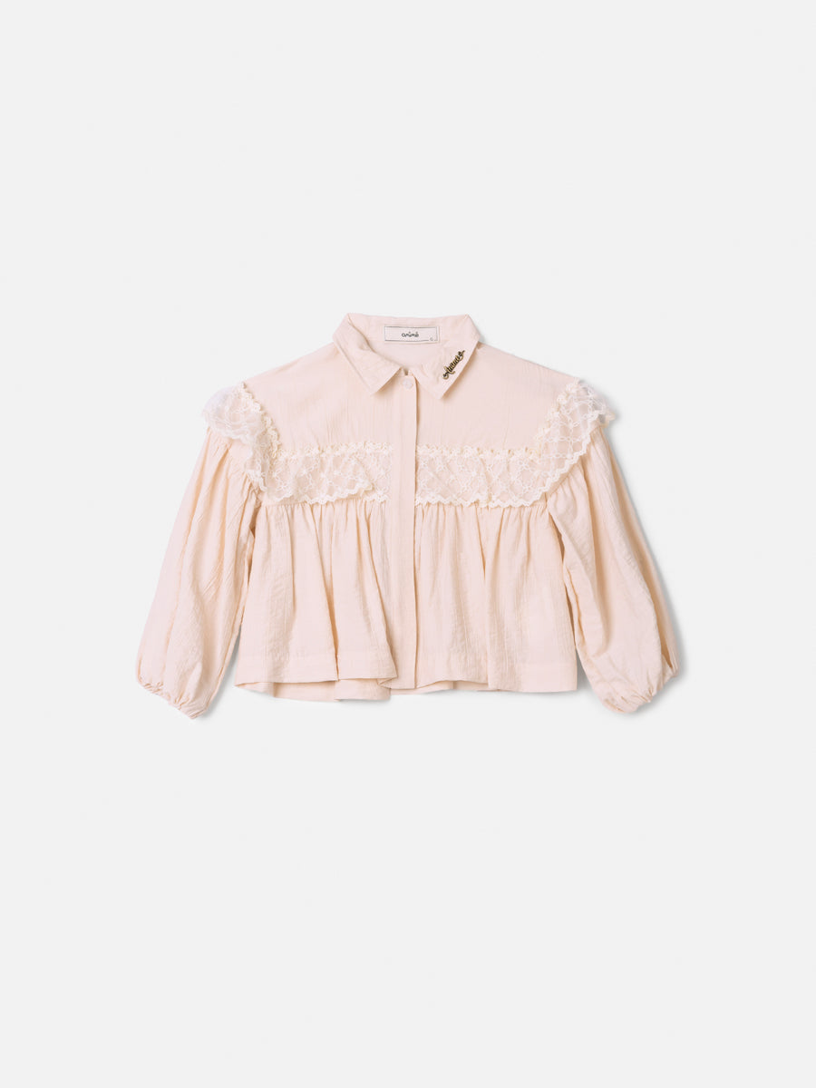 Camisa com Renda Bege Animê