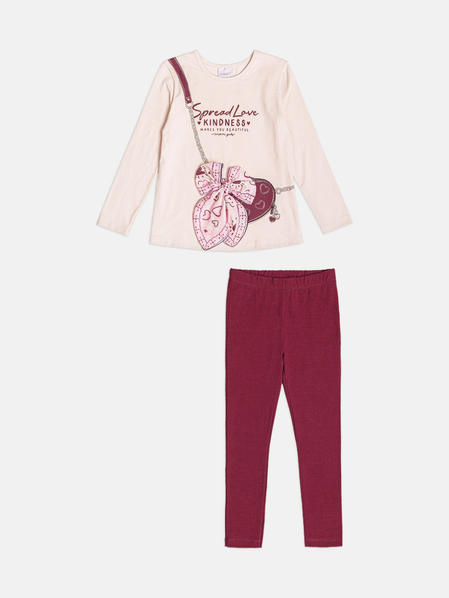 Conjunto Manga Longa Blusa e Legging Bege Vanilla Momi