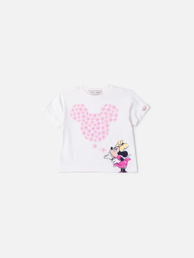 T-Shirt Off da Minnie com Flores e Strass Anime