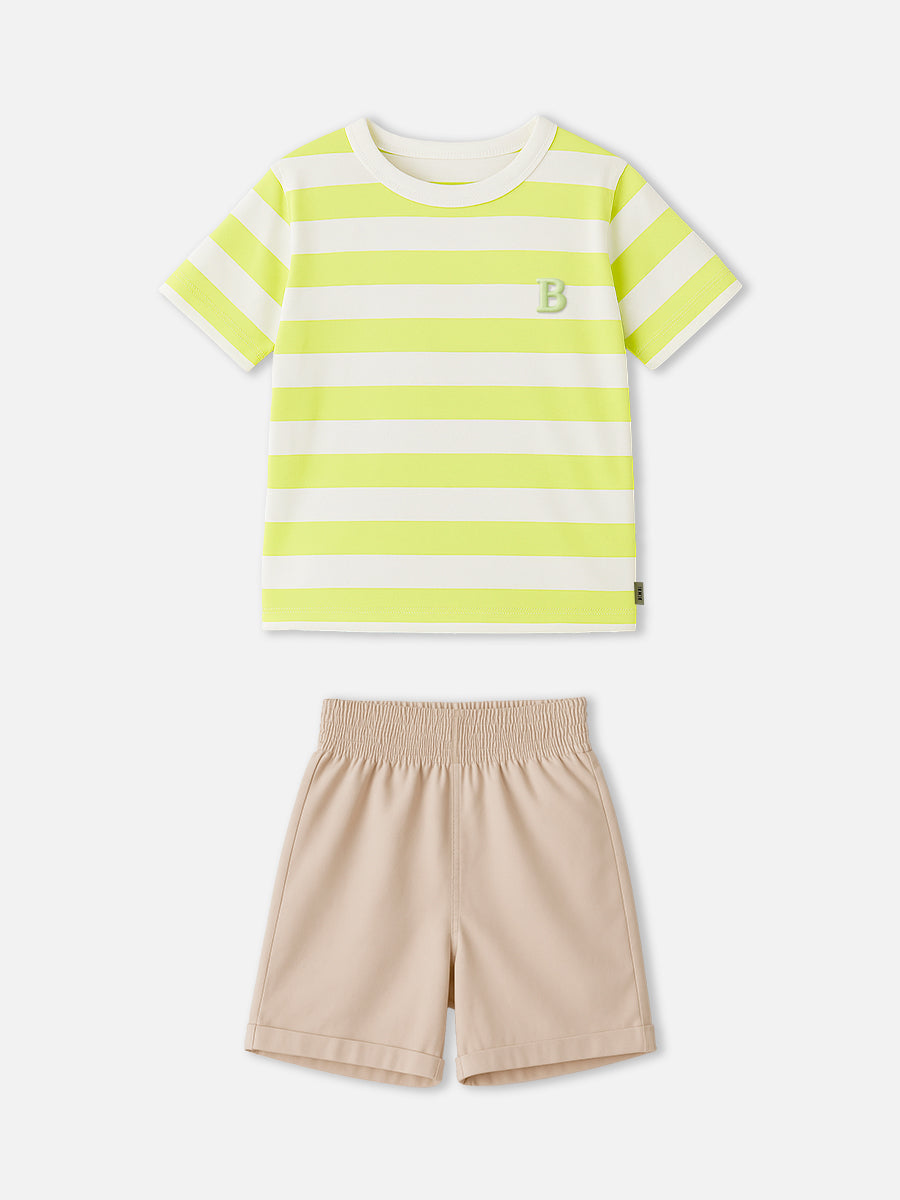 Conjunto Listrado Verde Lima com Bege Bimbi