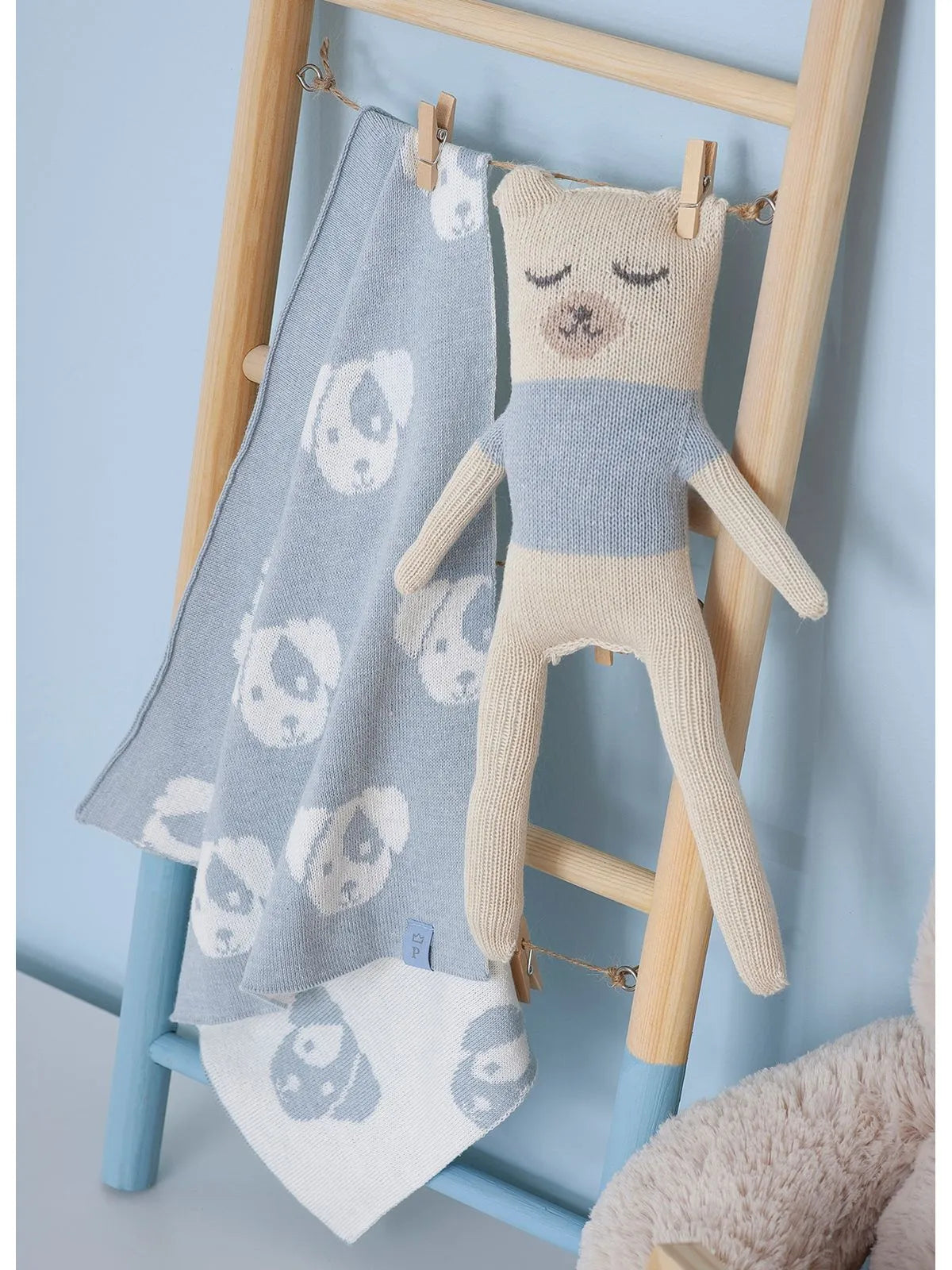 Naninha Tricot Dupla Face Mescla Pituchinhus Azul Claro - BambolePetit