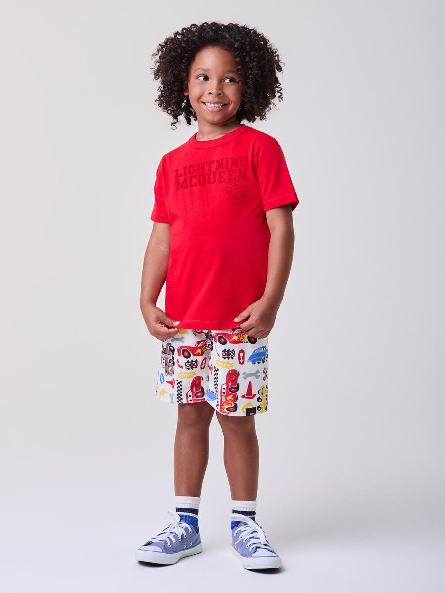 Conjunto T-Shirt e Bermuda Vermelho Carros Bimbi