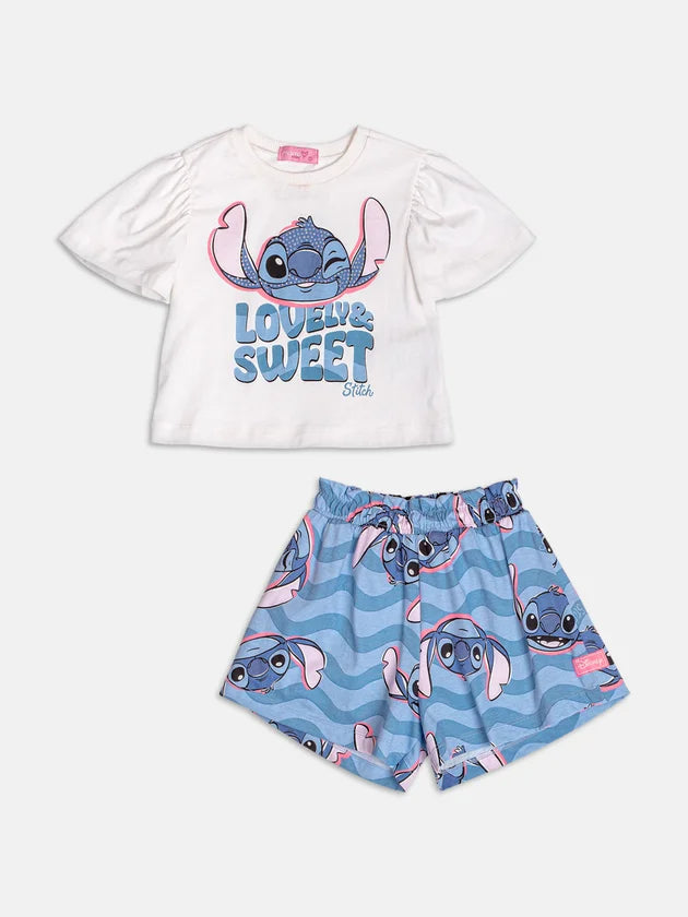 Conjunto Blusa e Shorts Stitch Strass Momi
