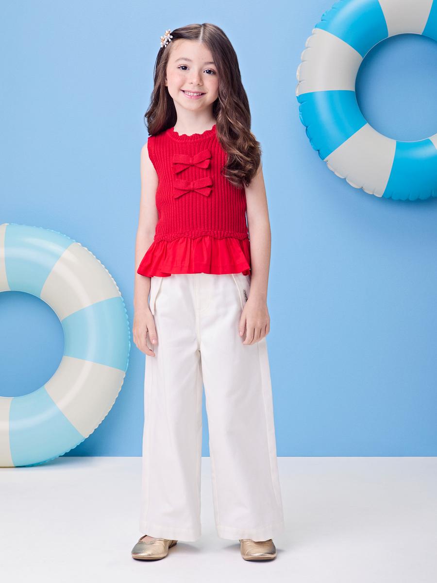 Blusa Tricot Laços Vermelha Momi