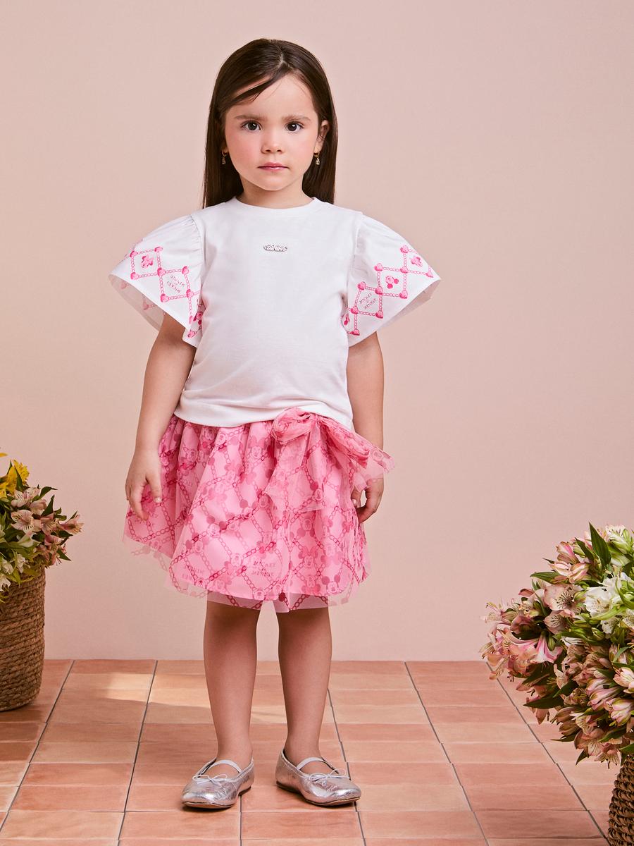 Conjunto Blusa e Saia Tule Rosa Anime