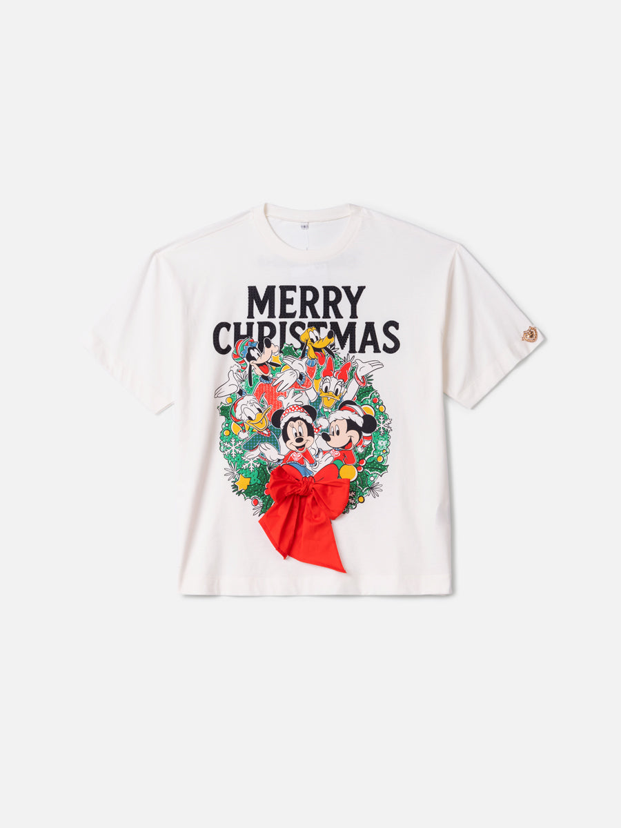 T-Shirt Guirlanda Mickey e Amigos Natal Anime