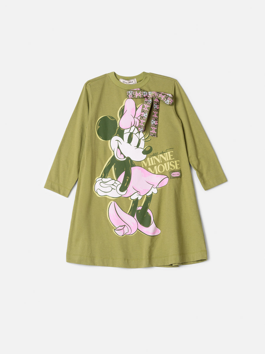 Vestido Manga Longa Minnie Com Laco Verde Forest Animê