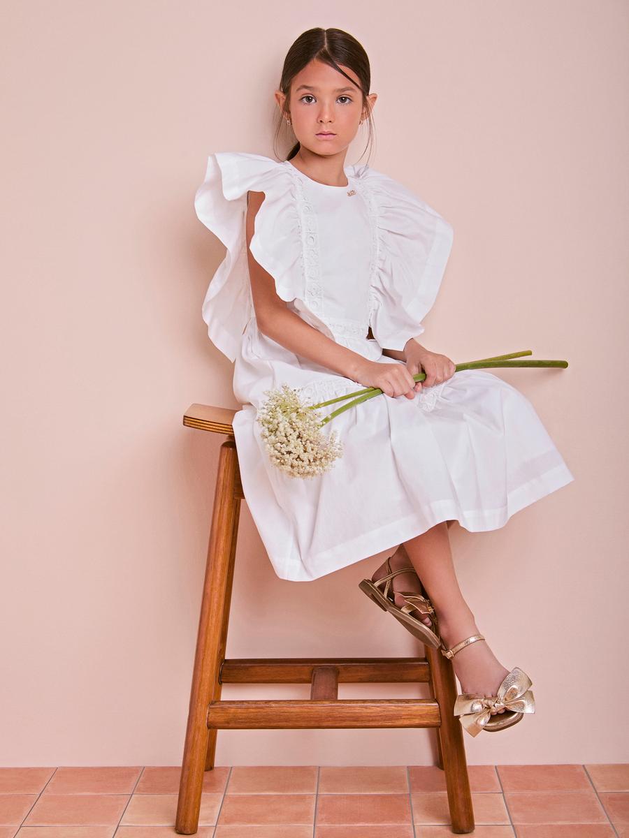 Vestido Babados Off White Anime