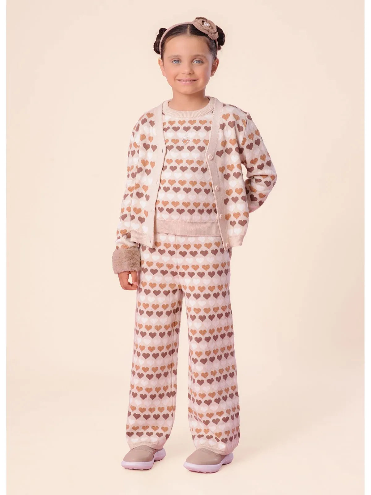Calça Tricot Reta Multi Corações Ninive - BambolePetit
