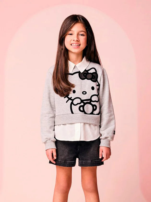 Casaco Moletom Hello Kitty Mescla Momi
