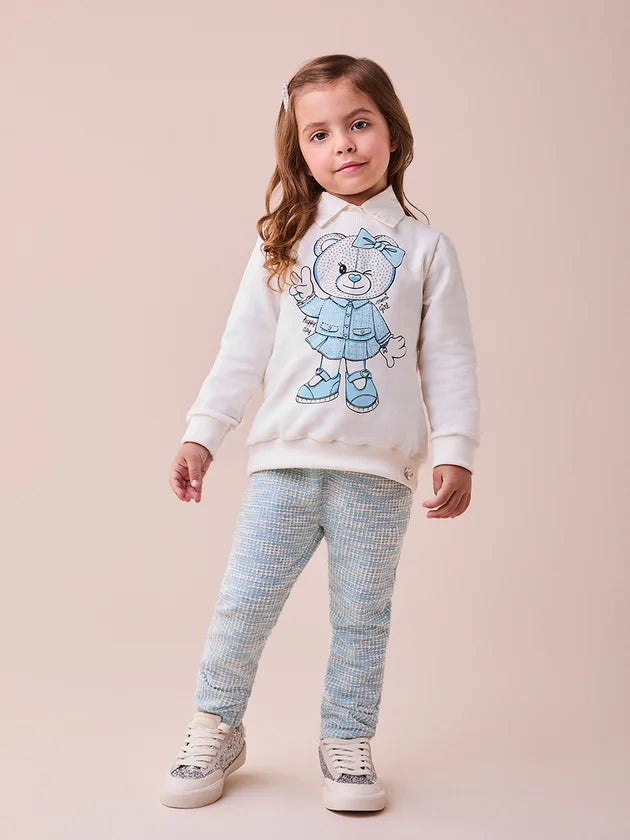 Conjunto Manga Longa Casaco Legging Perola - BambolePetit