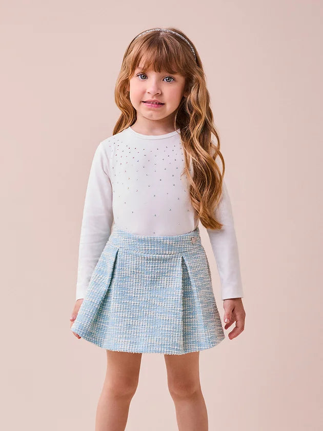Conjunto Manga Longa Blusa Shorts Perola - BambolePetit