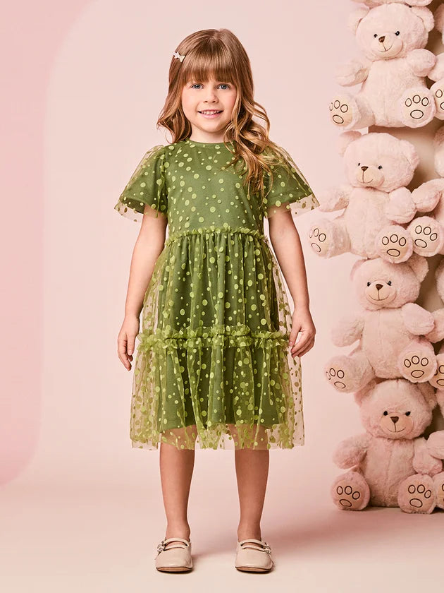Vestido Tule Verde Militar Verde Musgo Momi