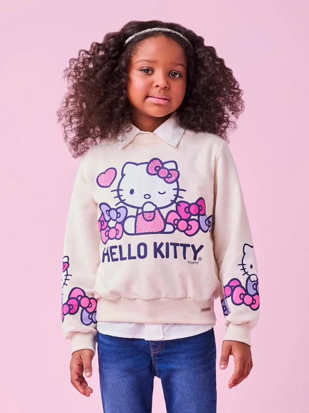 Casaco Moletom Hello Kitty Bege