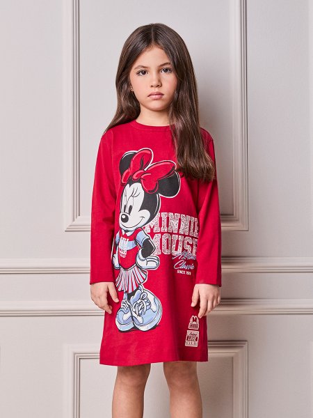 Vestido Manga Longa Minnie Vermelho Berry Animê