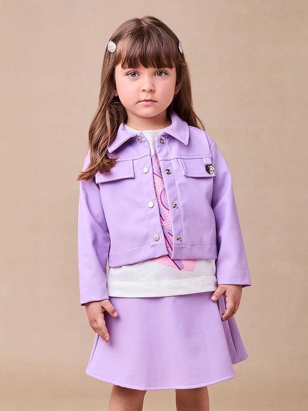 Jaqueta Fake Leather Lilás com Pingente - BambolePetit