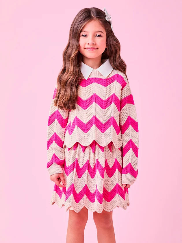 Conjunto Casaco Saia Pink - BambolePetit