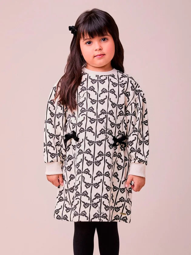 Vestido Manga Longa Anime Petite Lacos Off White - BambolePetit